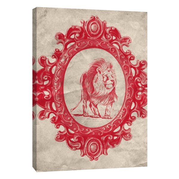 PTM Images 9-105912 PTM Canvas Collection 10" x 8" - "Framed Lion in Crimson" Giclee Lions Art Print on Canvas