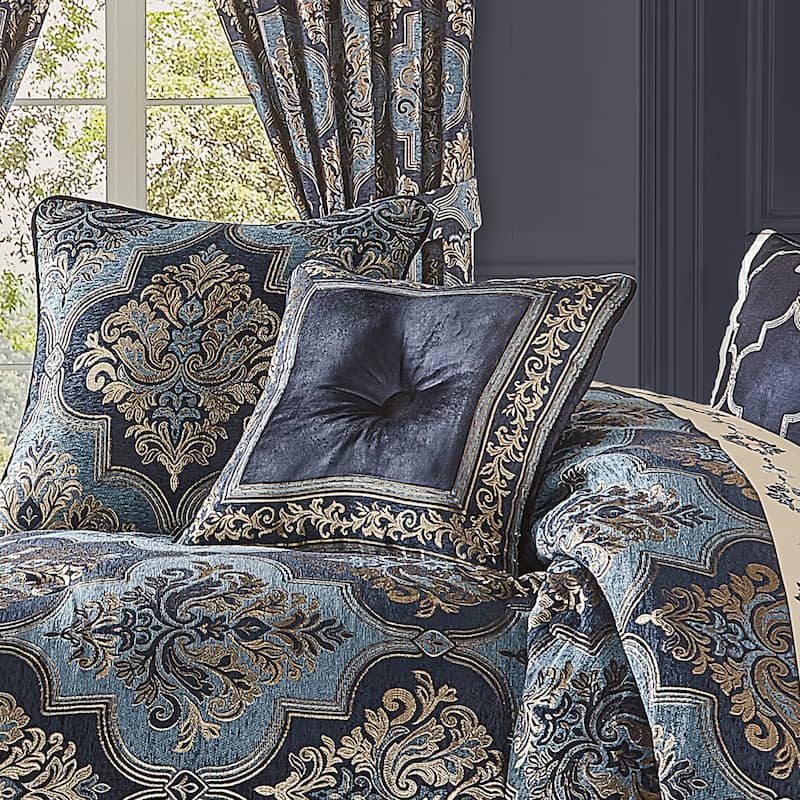 J. Queen New York Middlebury 18 Inch Square Decorative Throw Pillow - Accent - Polyester - Indigo