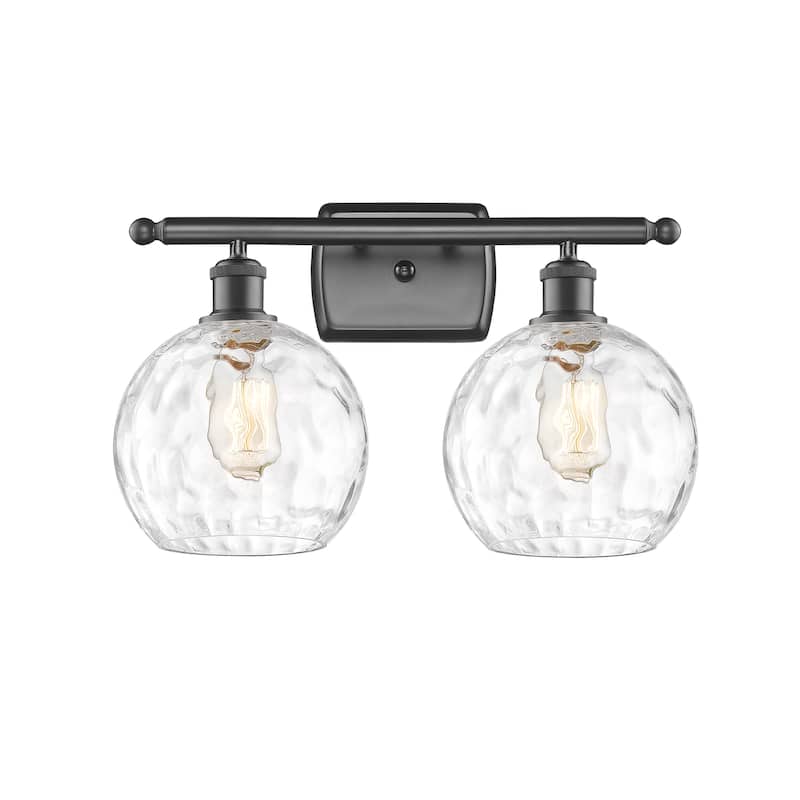 Innovations Lighting Athens Water Glass 2 Light 18" Bath Vanity Light - Oil Rubbed Bronze