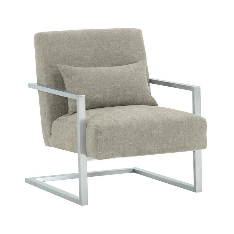 Skyline Modern Upholstered Accent Arm Chair in Gray Linen