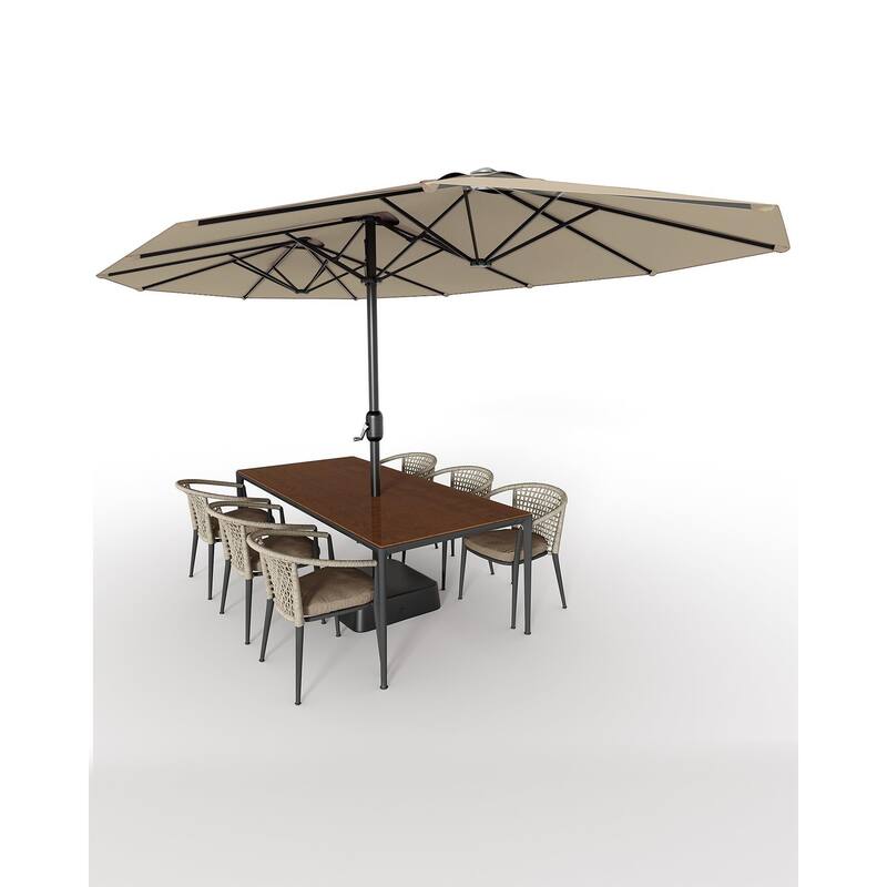 Coromose 15ft Large Patio Umbrella with Base, UV Protection, for Sun Safety