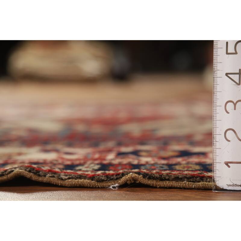 Hand Knotted Oriental 100% Wool Carpet Traditional Geometric Beige & Ivories Heriz (serapi) Area Rug - 7' 3'' X 4' 8''