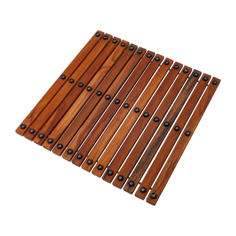 Nordic Style Teak Wood Oiled String Mat for Indoor and Outdoor Shower 19.6" x 19.6" - 19.6" x 19.6"
