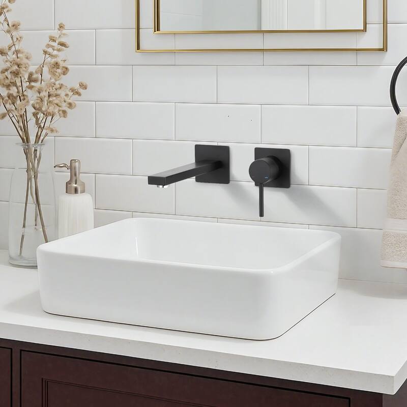 WOWOW Wall Mount Single Handle Bathroom Faucet in Modern