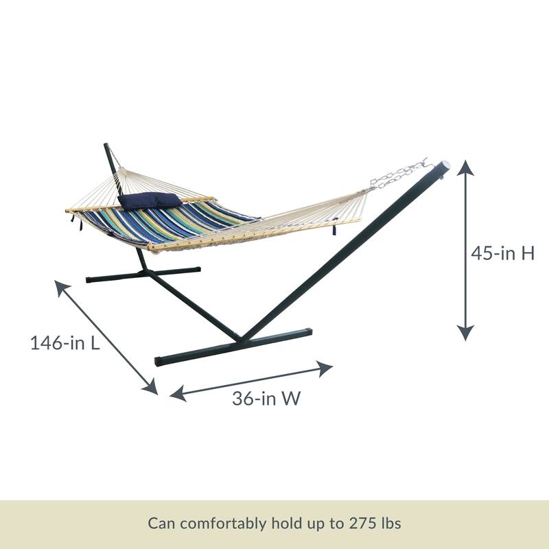 Island Retreat Hammock Set with Blue Stripe Pad
