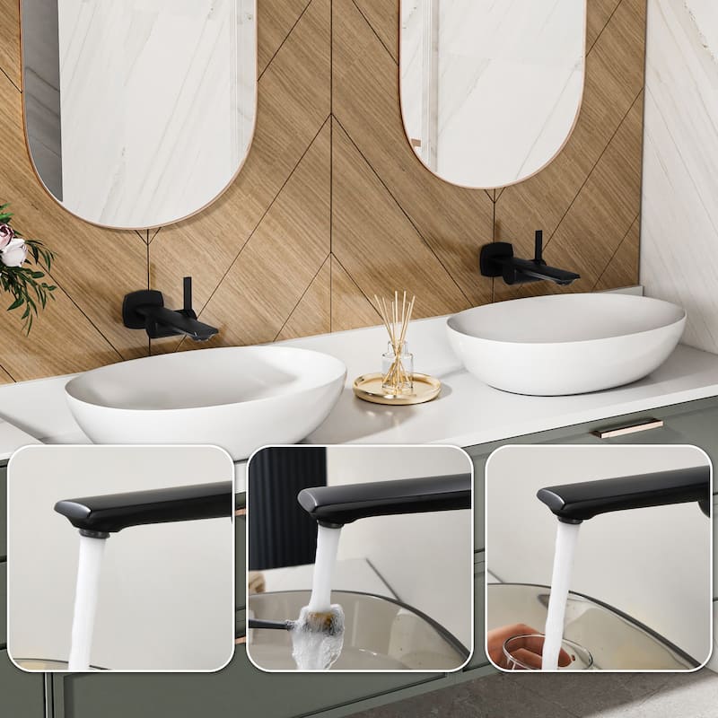 Modland Wall Mount Single Hole Bathroom Faucet, NSF/CUPC Certified & Salt Spray 8 (Matte Black/Rose Gold)