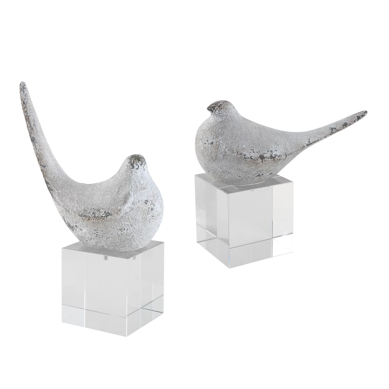 Uttermost Better Together Bird Sculptures, S/2 - 3.875 W x 10.5 H x 7 D (inches) - Silver, Gray and Rust