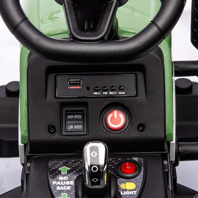 Ride on Tractor with Trailer, 24V Battery Powered Electric Tractor Toy, Electric Vehicle for Kids with 3 Speeds