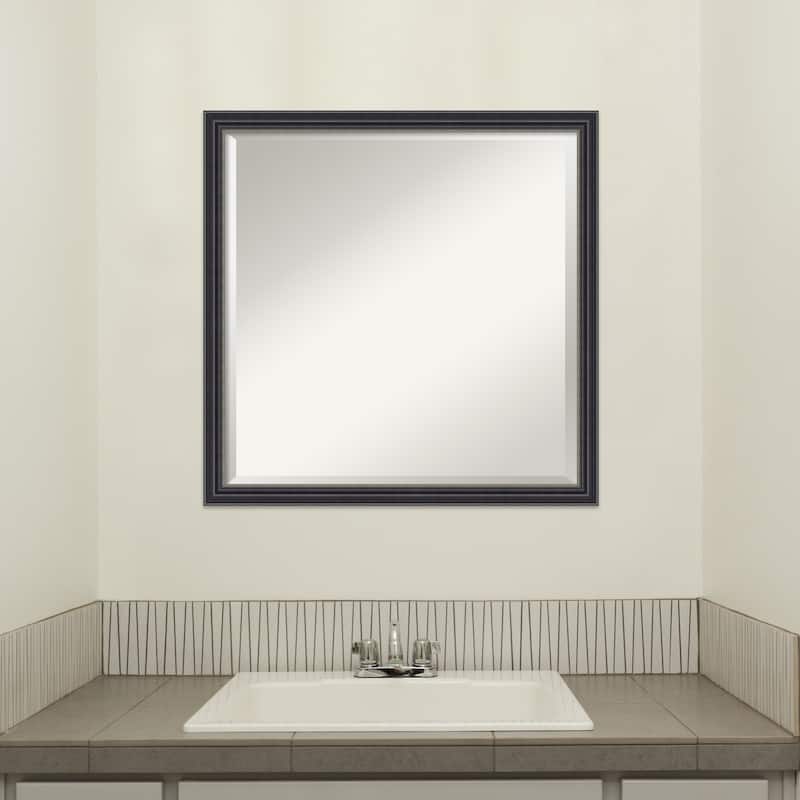 Stylish Black Beveled Wood Framed Bathroom Vanity Wall Mirror - Stylish Black