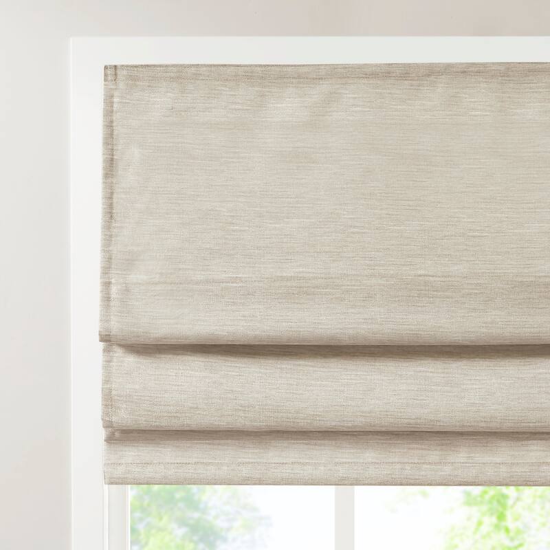 Madison Park Leighton Printed Faux Silk Room Darkening Cordless Roman Shade