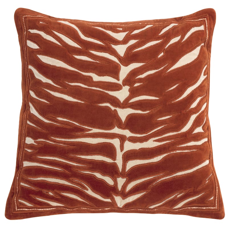 SAFAVIEH Home Rhea 18-inch Square Black/Ivory Cotton Velvet Decorative Throw Pillow