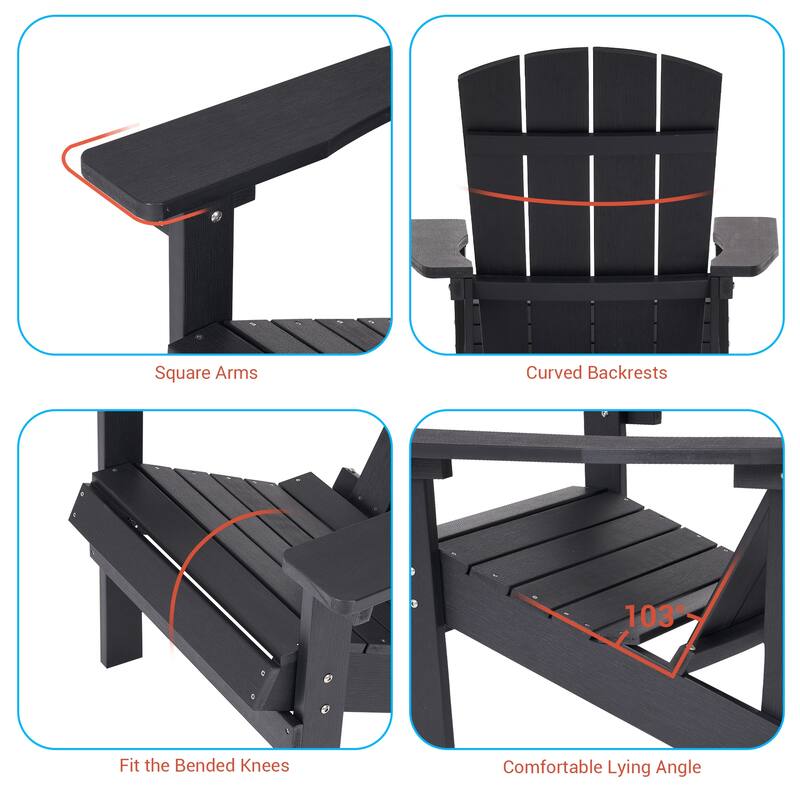 BONOSUKI Patio Adirondack Chair with Cupholder,Weather Resin-Set of 2