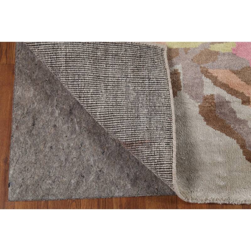 Handmade Flowers Wool & Silk Indian Area Rug - 6'3"x 9'0"