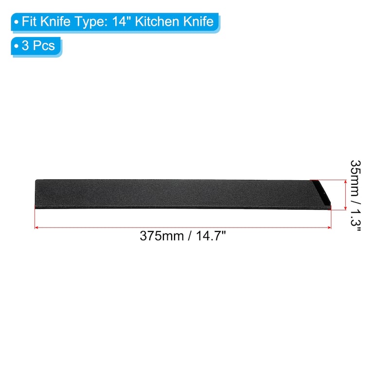 ABS Knife Cover Sleeves Edge Guard Blade Protector - Black 3 Pcs - 14" Kitchen Knife