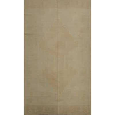 Hand Woven Oriental 100% Wool Carpet Southwestern Tribal Beige & Ivories Kilim Area Rug - 8' 0'' X 4' 9''
