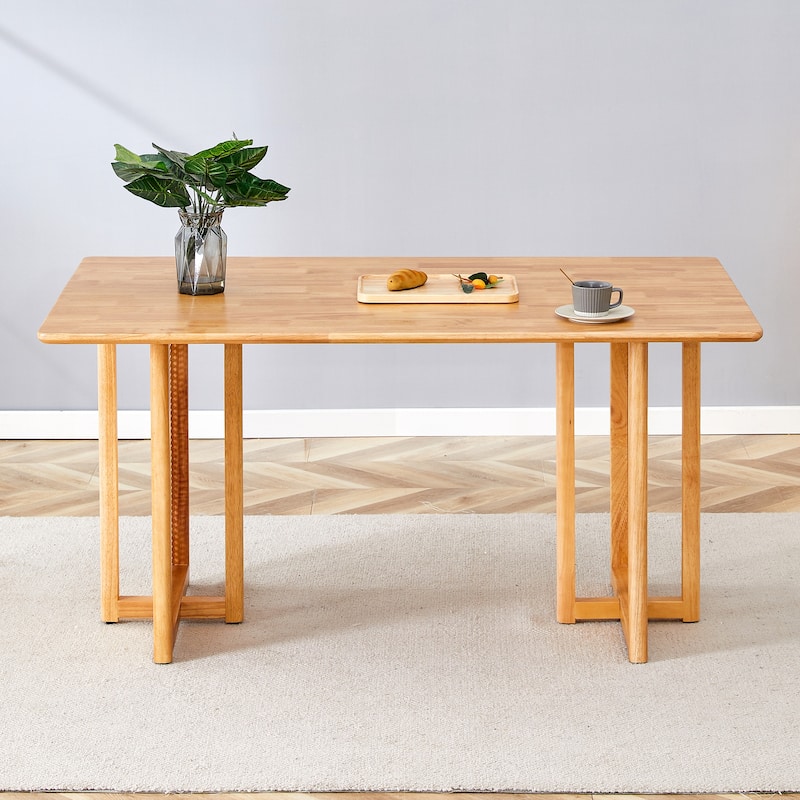 Chinese country retro solid wood dining table, imitation rattan dining table, Suitable for dining room, living room