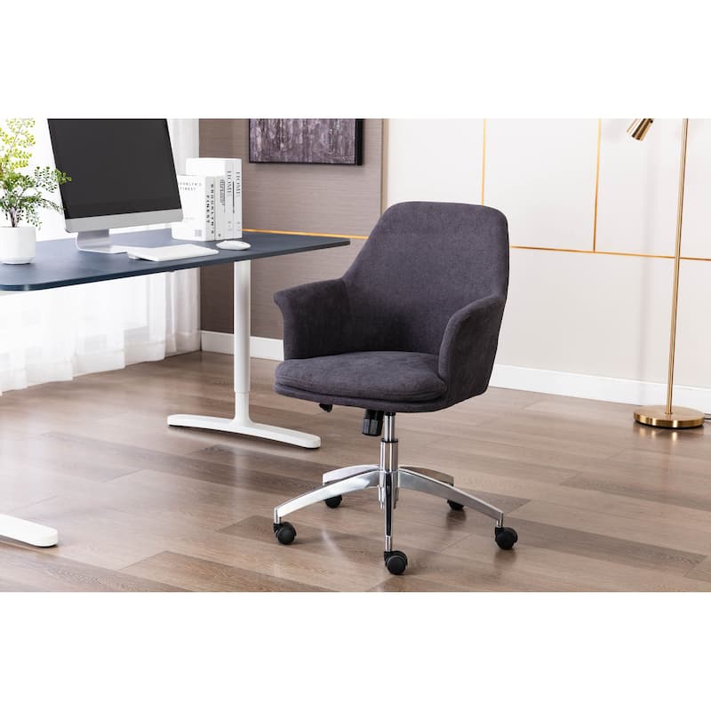 Porthos Home Nala Velvet Office Chair with Arms, Adjustable Seat