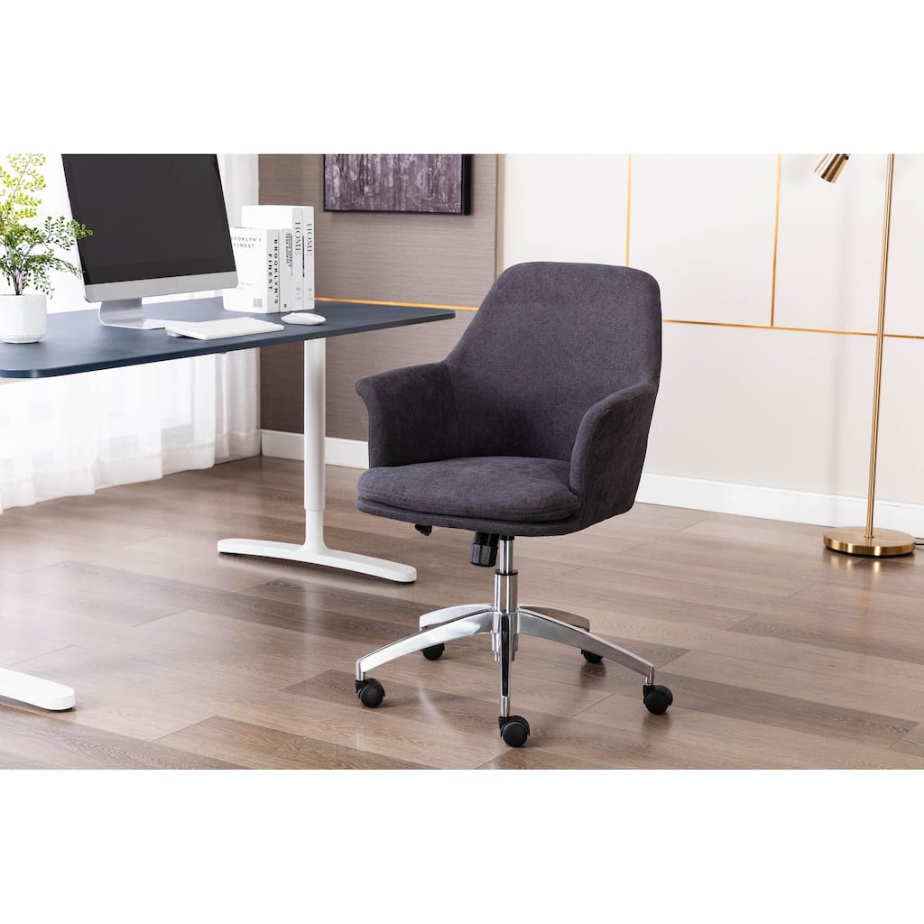 Porthos Home Nala Velvet Office Chair with Arms, Adjustable Seat