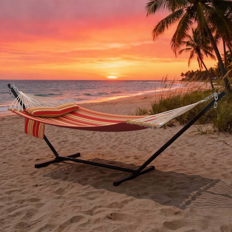 EROMMY Modern Portable Hammock, Hand-Woven Ropes, Anti-Tipping Design for Backyards, Beaches & Campsites