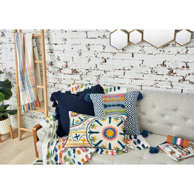 50" x 60" Vaughan Polka Dot Tassels Premium Cotton Accent Throw Blanket