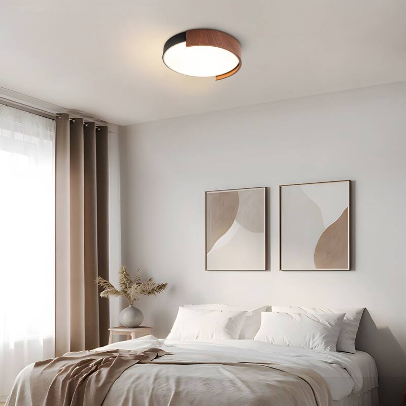 Starsky 5CCT LED Round Wooden Flush Mount - 11.81''