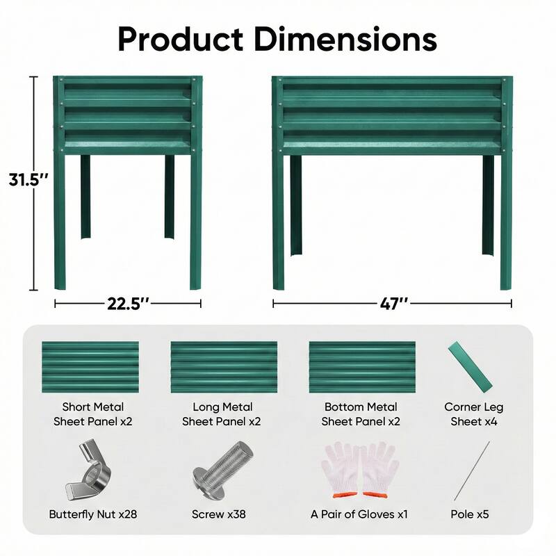 Pocassy Outdoor Metal Raised Garden Bed Planter Box for Vegetables.