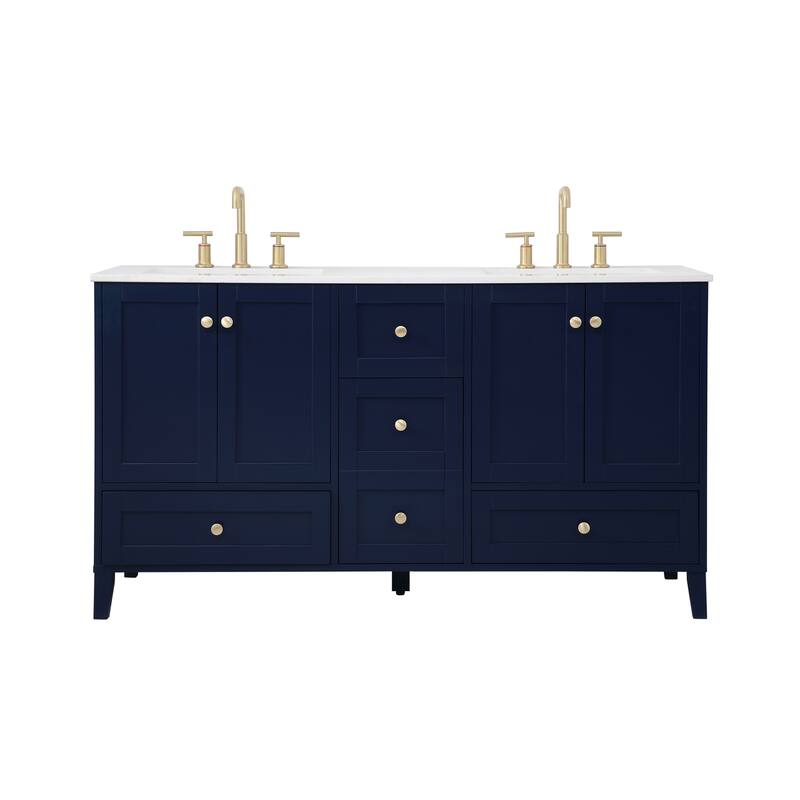 Elegant Lighting Sommerville 60" Free Standing Double Basin Vanity Set - Blue