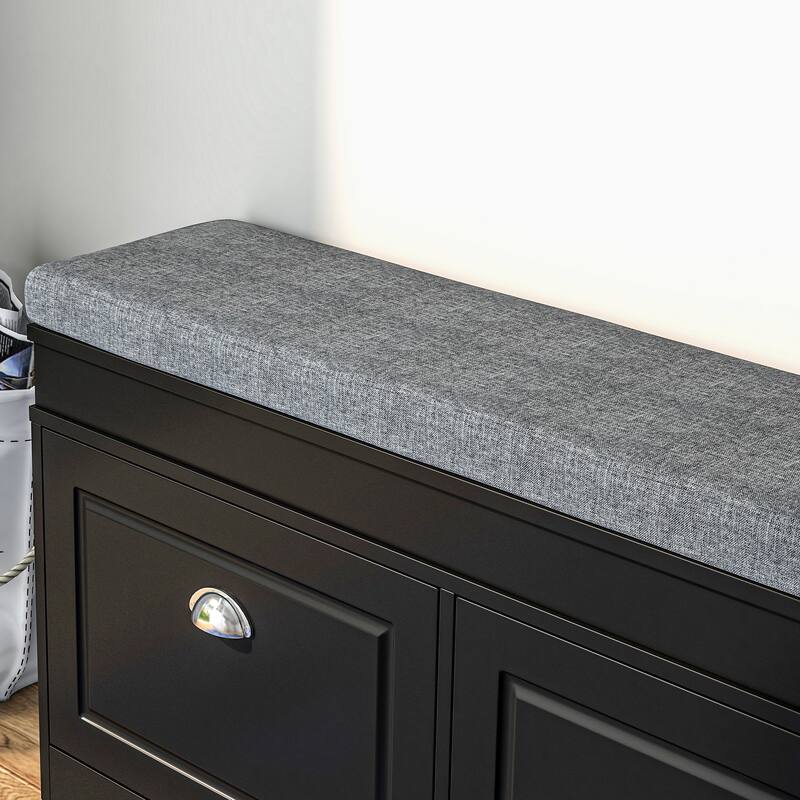 Modern Shoe Rack Bench for Entryway, Storage Organizer with Adjustable Shelf, Holds 8 Pairs