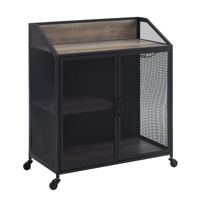 Walker Edison Pierpont Industrial Mesh Bar Cabinet