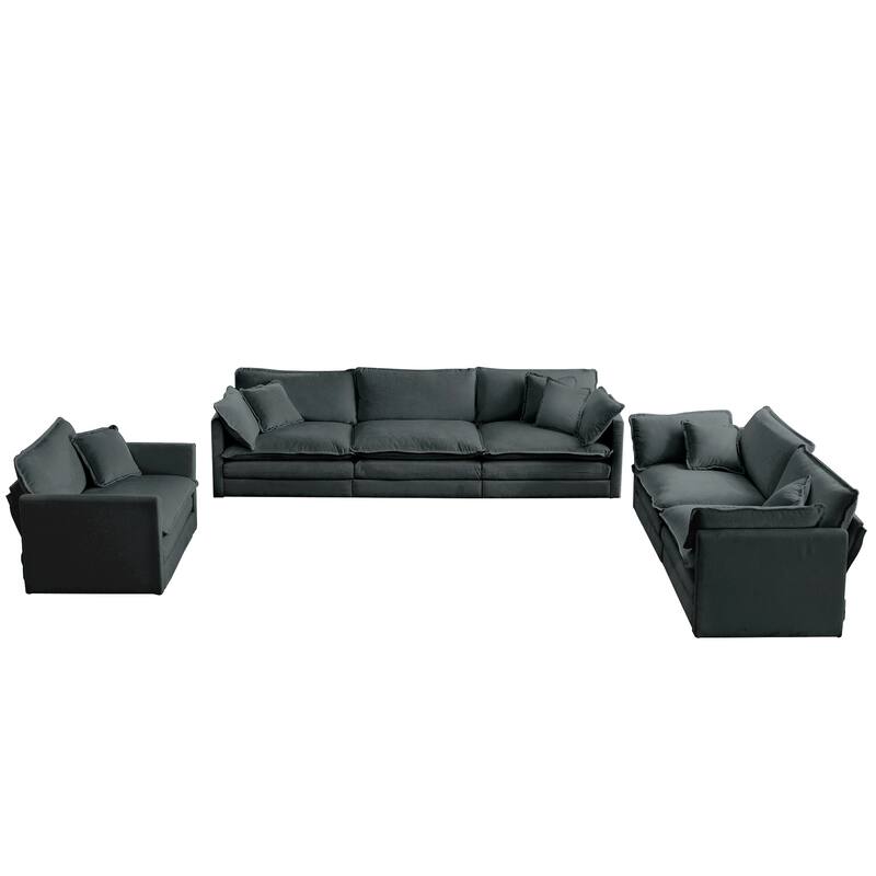 6-Seat Chenille Sectional Sofa Set (3+2+1) with Deep Seats