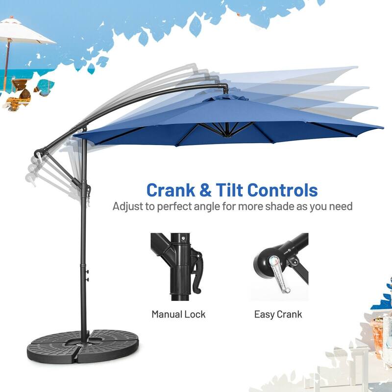 10ft Cantilever Patio Umbrella with Crank and Cross Base