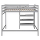 preview thumbnail 15 of 32, Full Size Loft Bed with Built-in Storage Staircase and Hanger, Grey