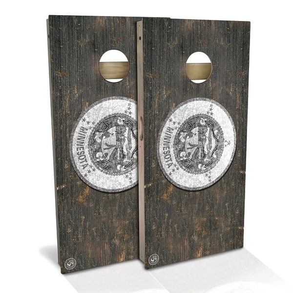 slide 2 of 9, Minnesota Flag Rustic Outdoor Cornhole Board Set Backyard 2x4 - NO Accessories