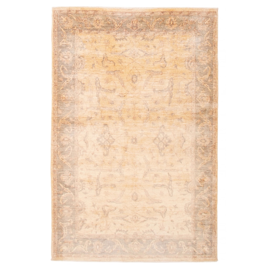 ECARPETGALLERY Hand-knotted Peshawar Oushak Ivory Wool Rug - 5'3 x 8'2