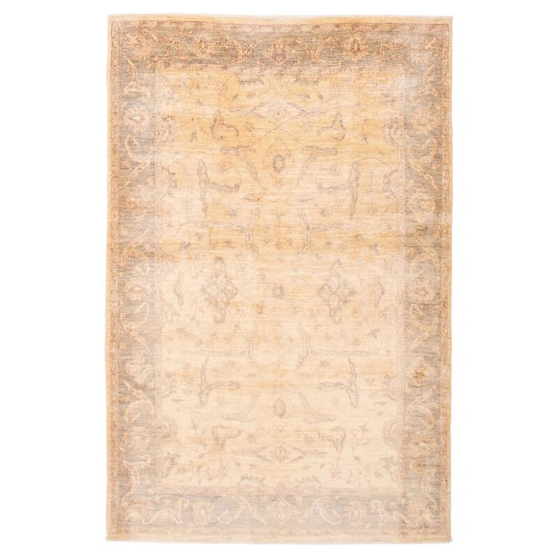ECARPETGALLERY Hand-knotted Peshawar Oushak Ivory Wool Rug - 5'3 x 8'2 - Ivory - 5'3 x 8'2