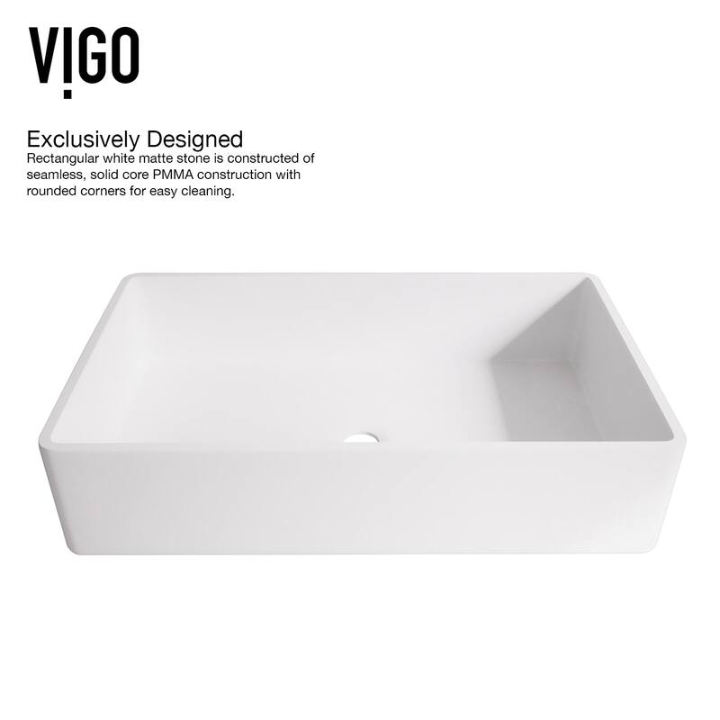 VIGO Magnolia 21"L x 14"W MatteStone Vessel Sink and Cass 12"H Faucet Set