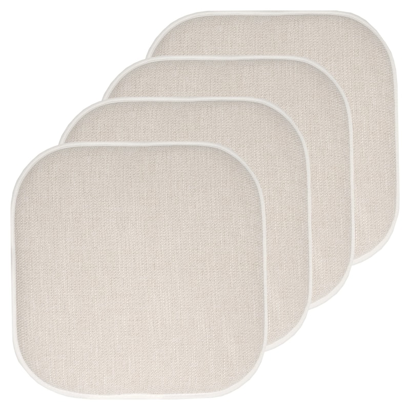 Sweet Home Collection Alexis Memory Foam No Slip Back Chair Pad Cushion 16" x 16" - Set of 4 - Linen/Brown