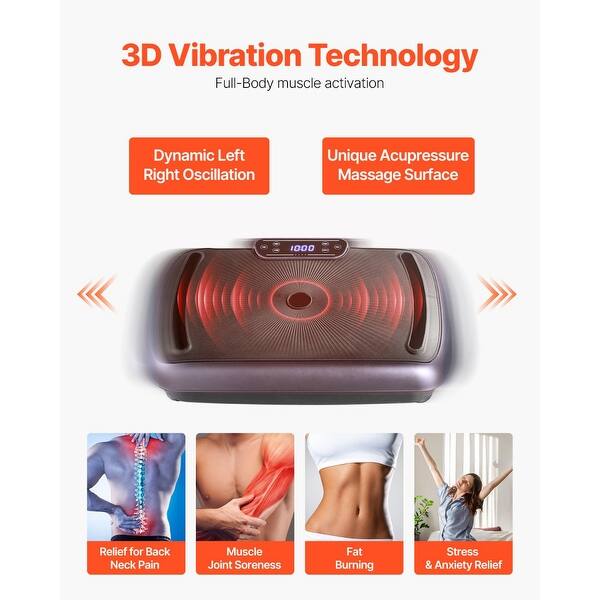 3D Vibration Plate Exercise Machine undefined 99 Speed Levels, Full-Body  Workout Platform with Foot Acupressure - Bed Bath & Beyond