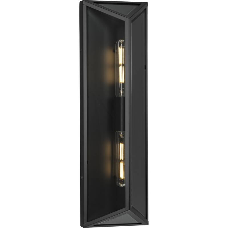 Bristol Collection Two-Light Black Modern Farmhouse Large Outdoor Wall Lantern - 7.5 in x 4.62 in x 24 in - 7.5 in x 4.62 in x 24 in