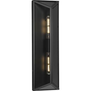 Bristol Collection Two-Light Black Modern Farmhouse Large Outdoor Wall Lantern - 7.5 in x 4.62 in x 24 in