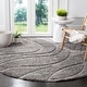 preview thumbnail 137 of 213, SAFAVIEH Florida Shag Sigtraud Abstract Waves 1.2-inch Thick Rug 4' Round - Grey - Round