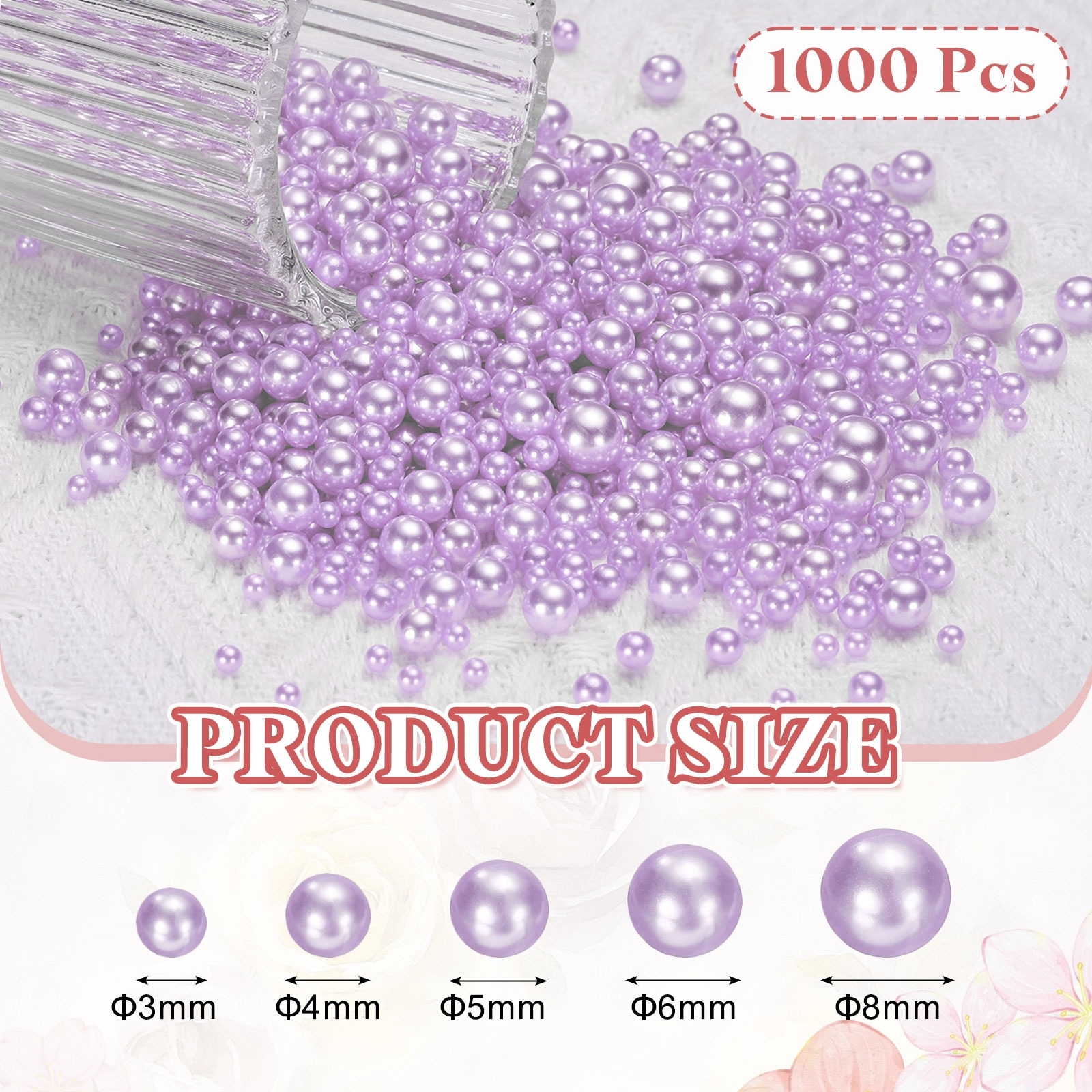 No Hole Pearls, Mini Round Faux Pearl for Art Crafts Jewelry Making Nail Vase Filler Birthday