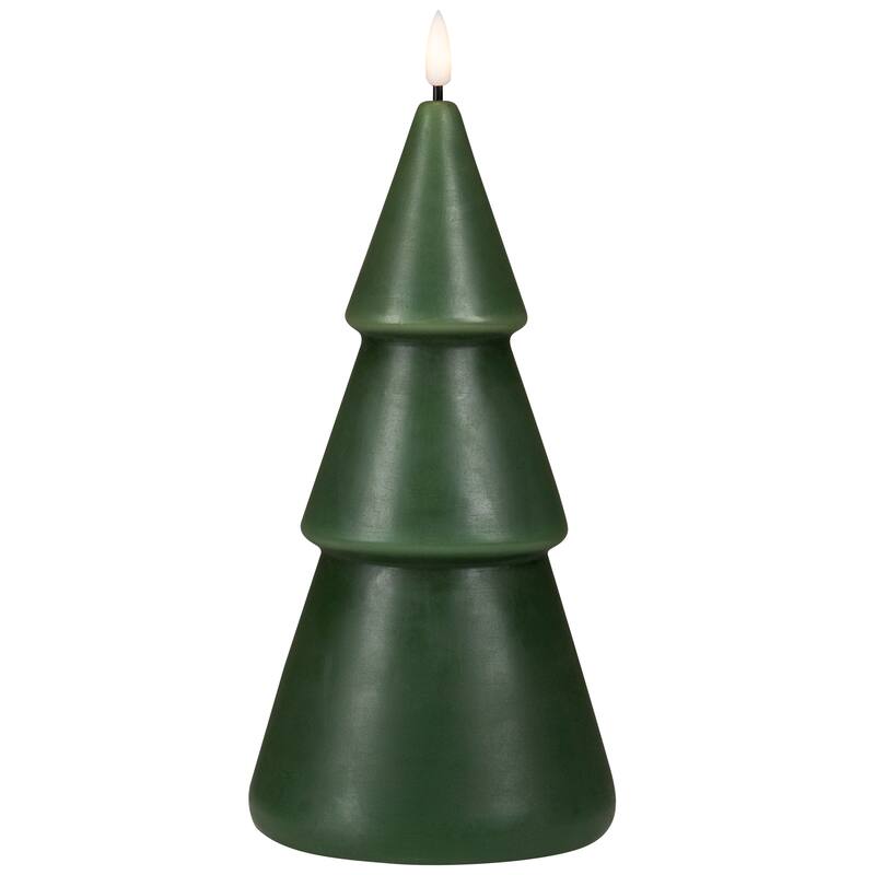 Flameless LED Flickering Christmas Tree Wax Candles - 10.5" - Green - Set of 2