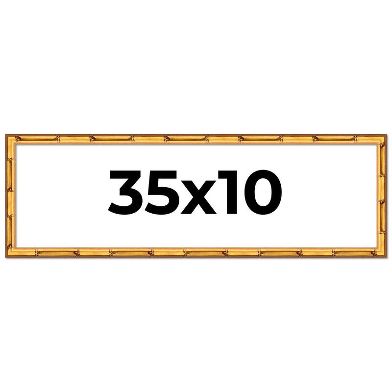 35x10 Frame Gold Bamboo Picture Frame Modern Photo Frame Includes UV Acrylic Shatter Guard Front Acid Free Foam Backing Board