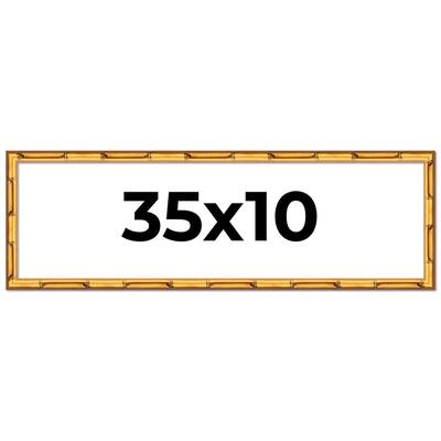 35x10 Frame Gold Bamboo Picture Frame Modern Photo Frame Includes UV Acrylic Shatter Guard Front Acid Free Foam Backing Board