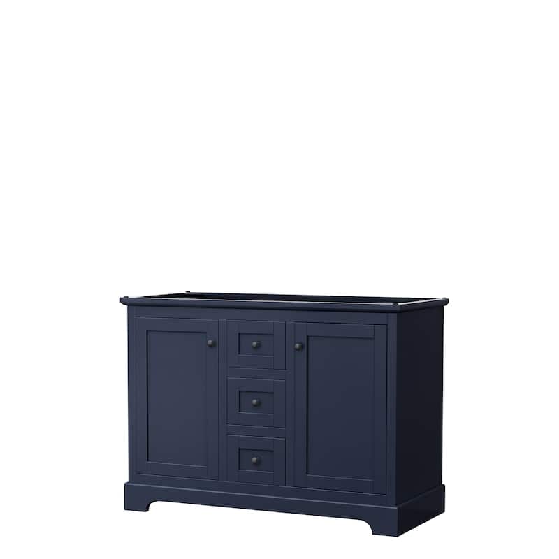 Avery 48-Inch Double Vanity Cabinet, No Mirror - Dark Blue, Black Trim, No Top