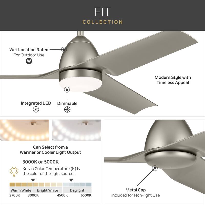 Kichler Lighting Fit 54 in. Integrated LED Outdoor Downrod Mount Ceiling Fan