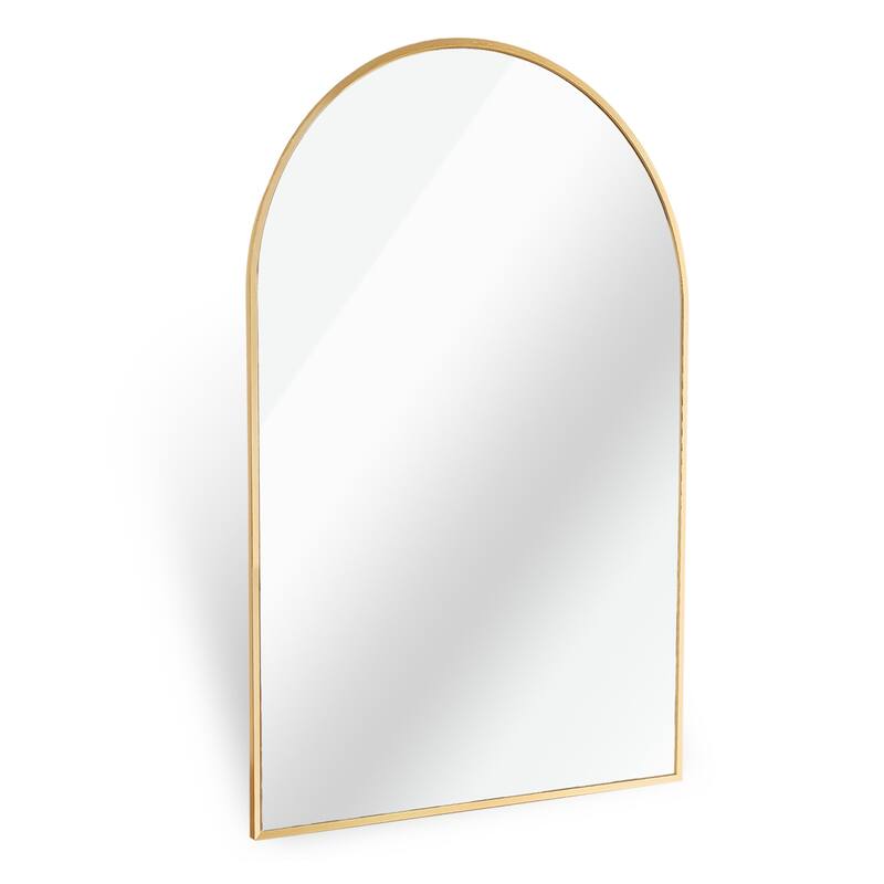 GDFStudio - Meridian Contemporary Arched Bathroom Vanity Decorative Mirror with Metal Frame & Soft Arch Silhouette