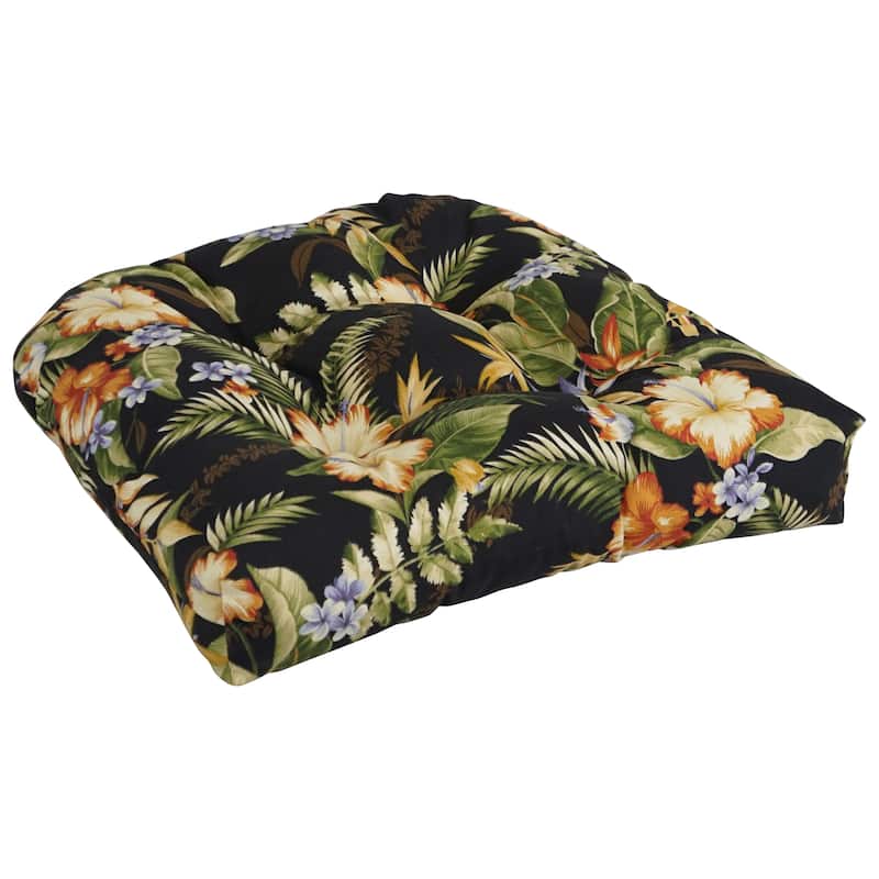 19-inch Rounded Back Indoor/Outdoor Chair Cushion - 19" x 19" - Freeport Ebony