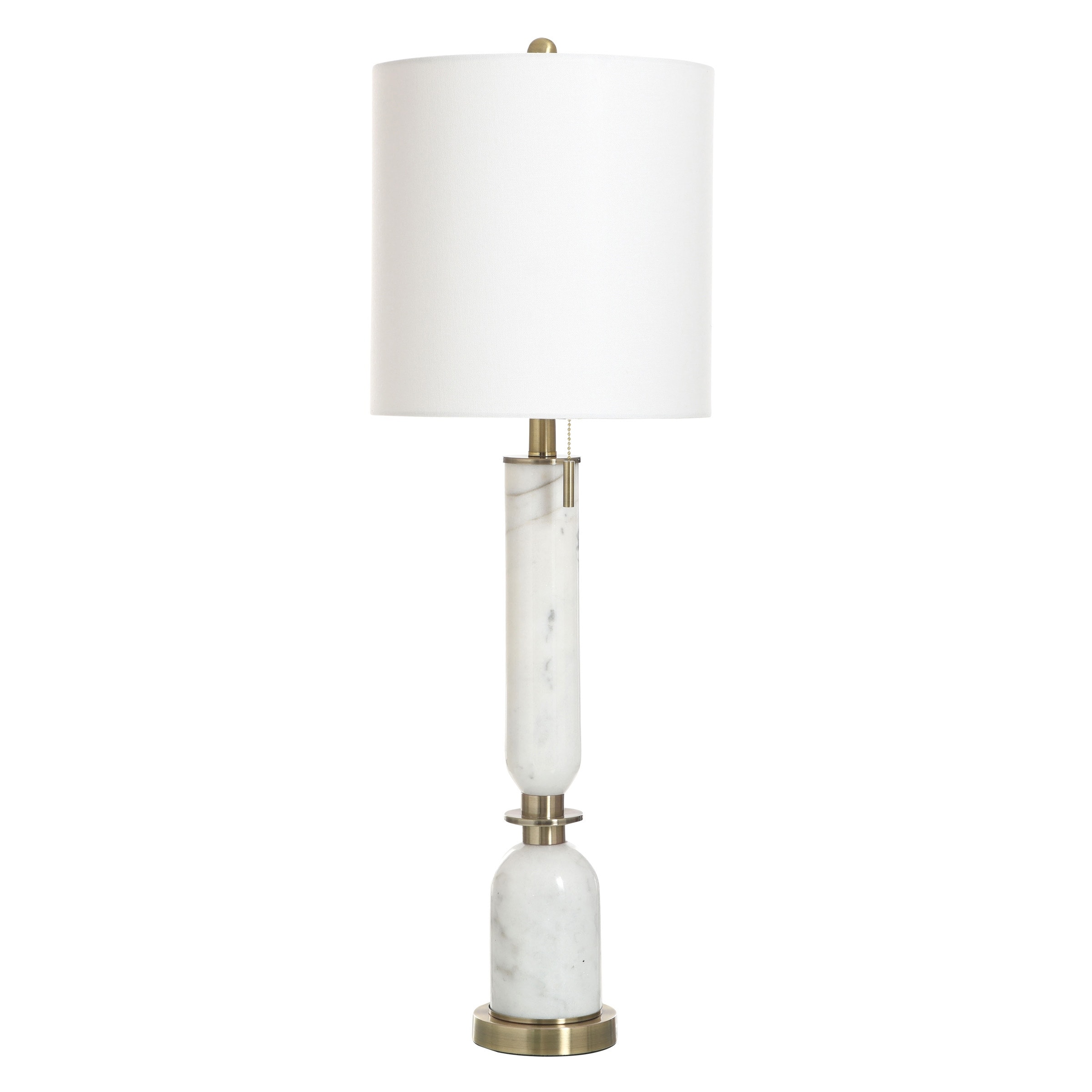 StyleCraft Marble Table Lamp - Kelz Gold - White Shade